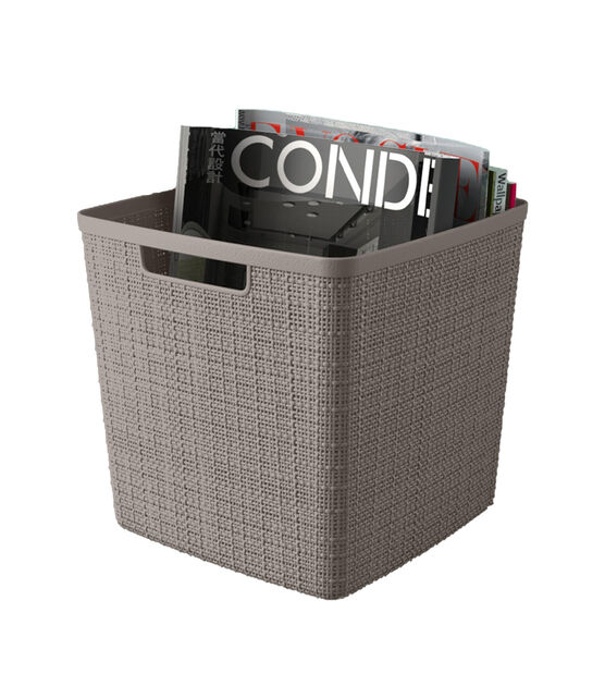 11" Resin Cube Basket With Cutout Handles, , hi-res, image 3