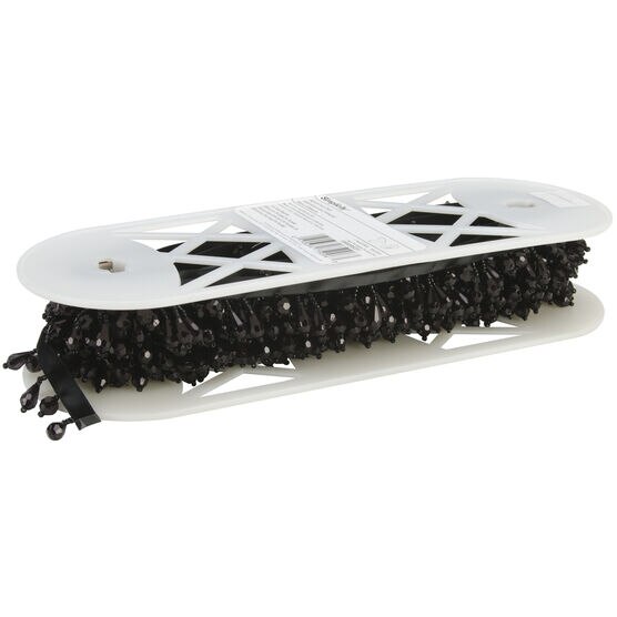 Simplicity Beaded Fringe Trim 1.25'' Black