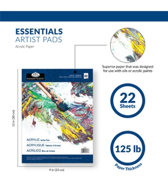 essentials(TM) Acrylic Artist Paper Pad 9"X12" 22 Sheets, , hi-res, image 2