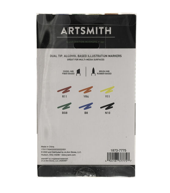 6ct Dual Tip Primary Illustration Markers - Illustration Pens & Markers - Art Supplies & Painting