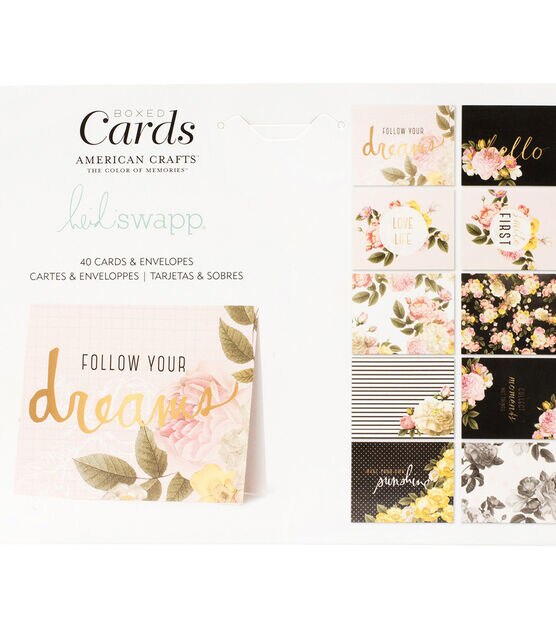 Heidi Swapp A2 Cards with Envelopes (4.375"X5.75") 40/Box Floral, , hi-res, image 2