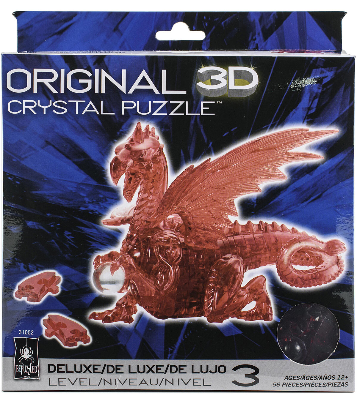 Red Original 3D Deluxe Crystal Dragon Puzzle 56 Piece 