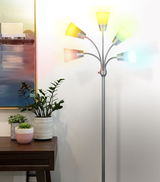 Brightech Medusa Modern LED Floor Lamp (Interchangeable Shades)- Silver, , hi-res, image 6