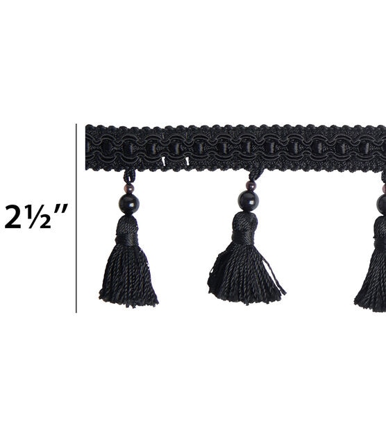 CRASPIRE 10M of 4 Inch Fringe Trim Lace Tassel Black Polyerter Fibre Tassel  for Latin Dance Dress DIY Clothing Embellishment Lamp Shade and Pillow  Decorations (11 Yards)