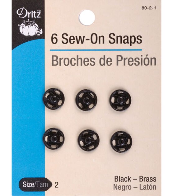 Dritz Sew-On Snaps, 8 Sets, Size 1, Black, , hi-res, image 1