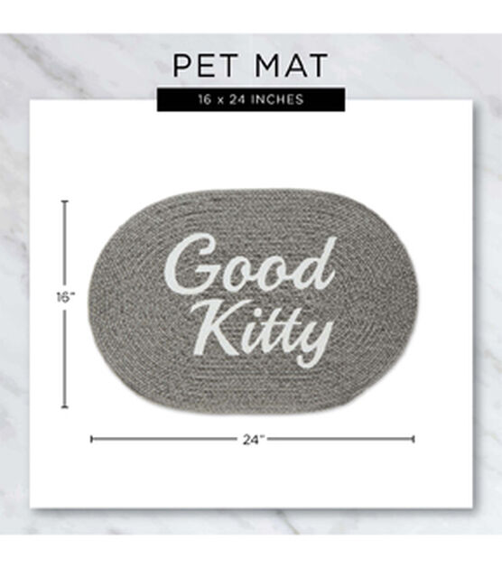 Design Imports Gray Good Kitty Oval Pet Mat 16" x 24", , hi-res, image 9