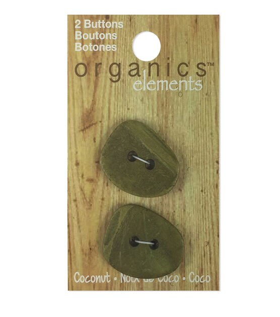 Organic Elements 1" Green Coconut Oblong 2 Hole Buttons 2pk