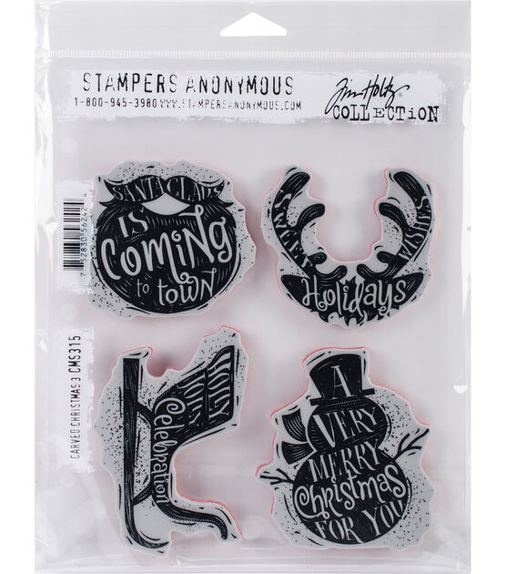 Stampers Anonymous Tim Holtz Cling Stamp Carved Christmas #3