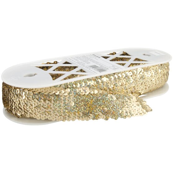 Wrights 5 row Sequin Stretch Trim Gold Spotlight