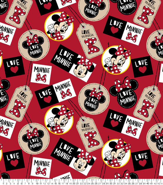 Disney Fleece Fabric  Minnie Badges