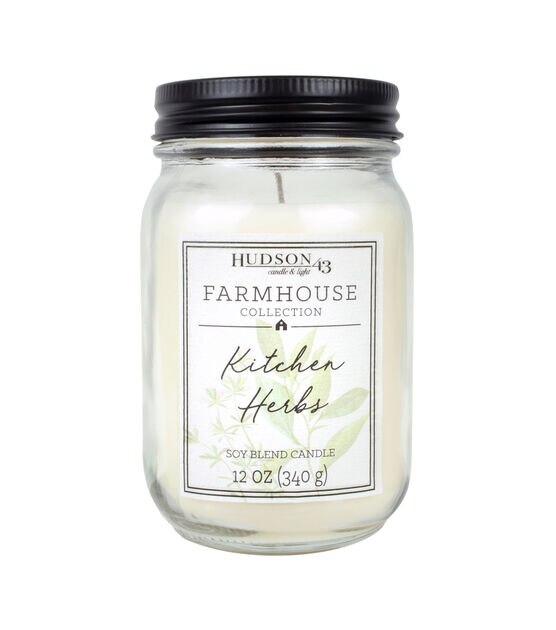 12oz Kitchen Herbs Scented Mason Jar Candle by Hudson 43