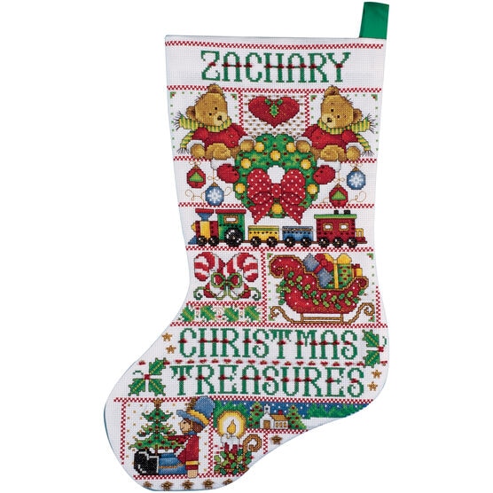 Design Works 17" Christmas Treasures Counted Cross Stitch Stocking Kit