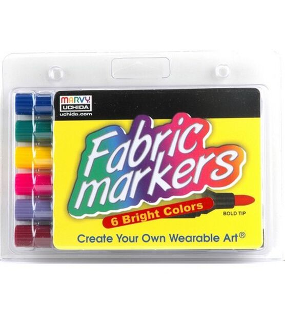 Marvy Uchida Fabric Marker Broad Tip 6 Pkg Bright