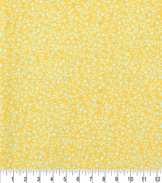 Floral & Vines on Yellow Quilt Cotton Fabric by Keepsake Calico