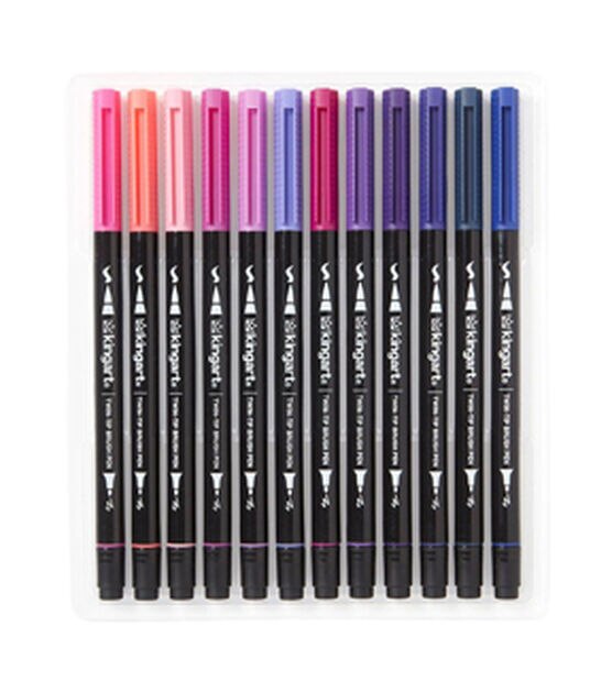 KINGART Dual Tip Brush Pen Art Markers Set of 48 Unique Colors, , hi-res, image 11