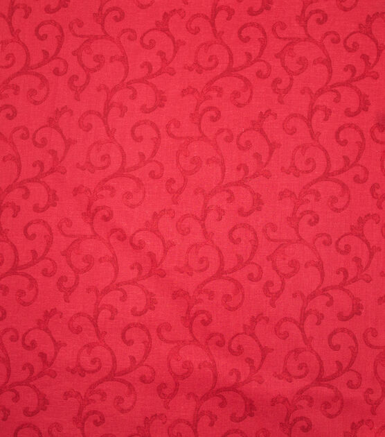 Large Vine Swirls Christmas Cotton Fabric, , hi-res, image 2