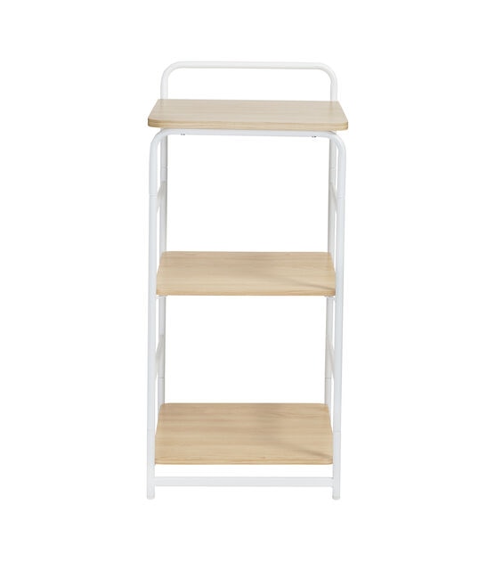 Honey Can Do 15.5" x 33.5" White & Natural 3 Tier Wood & Metal Shelf, , hi-res, image 5