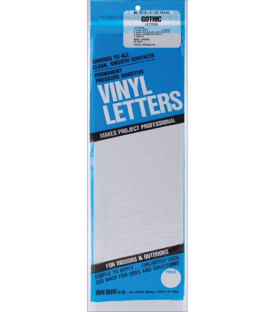 Permanent Adhesive Vinyl Letters 4'' 95 Pkg White