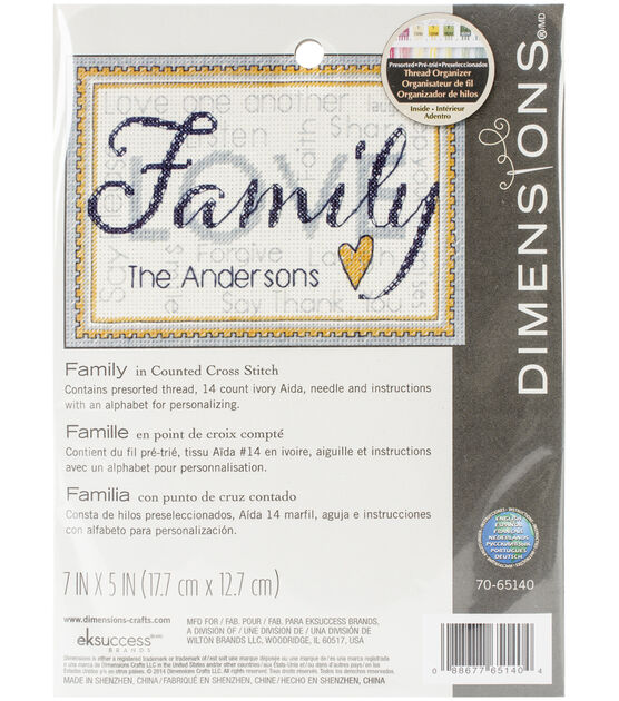 Dimensions 7" x 5" Family Counted Cross Stitch Kit