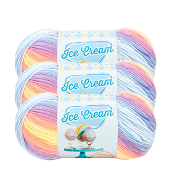Lion Brand Ice Cream 394yds Light Weight Acrylic Yarn 3 Bundle