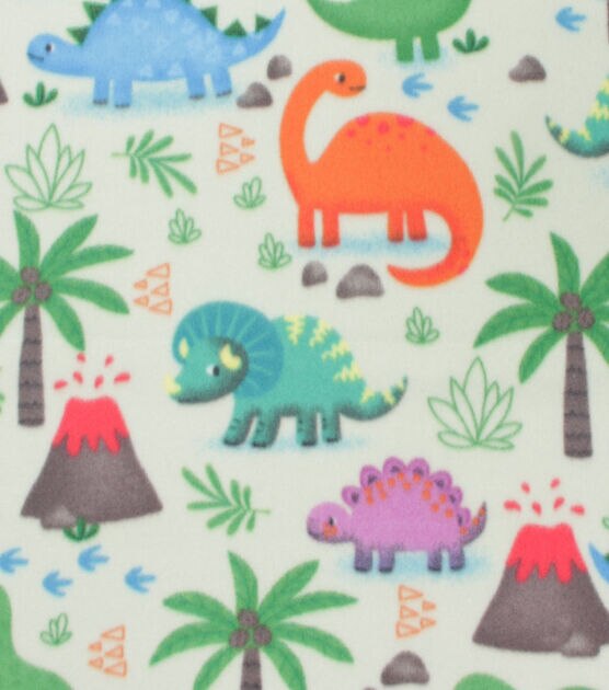 Blizzard Fleece Fabric Multi Color Dinos, , hi-res, image 2