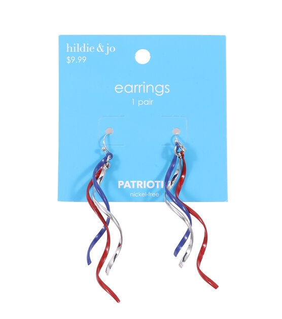 2.5" Patriotic Red White & Blue Wave Earrings by hildie & jo