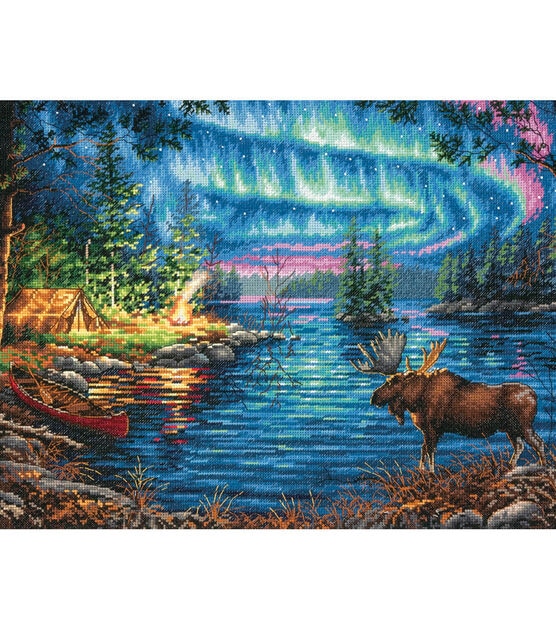 Dimensions 16" x 11" Northern Night Counted Cross Stitch Kit, , hi-res, image 2