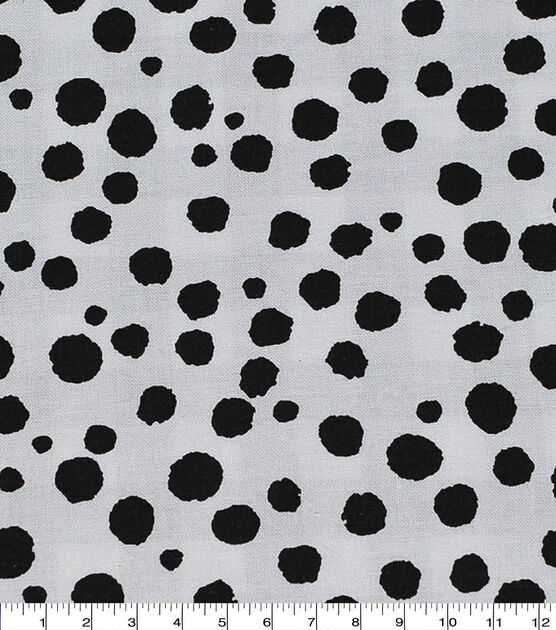 Black Dalmatian Spots on White Quilt Cotton Fabric by Keepsake Calico