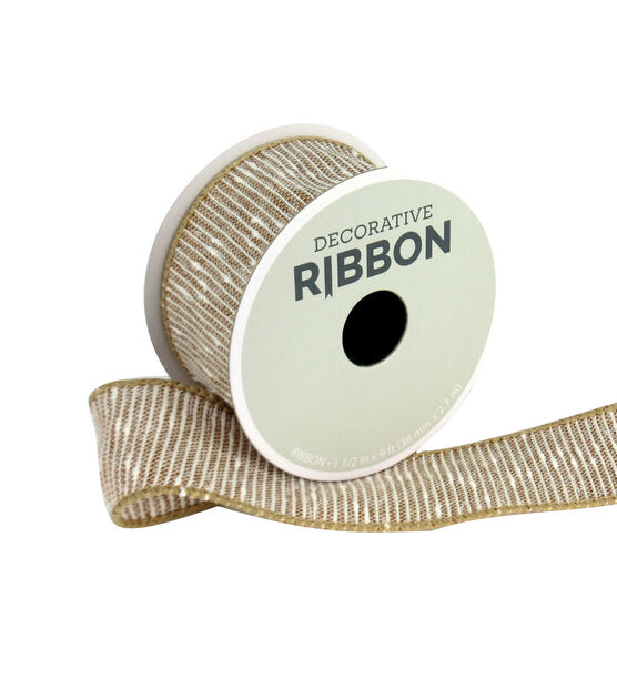 Save the Date Textured Decorative Ribbon 1.5''x9' Natural & White