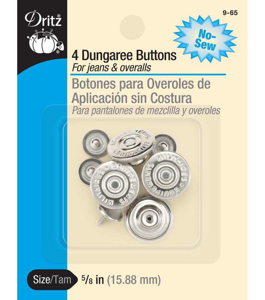 Dritz 5/8 Dungaree Buttons, 4 pc, Nickel