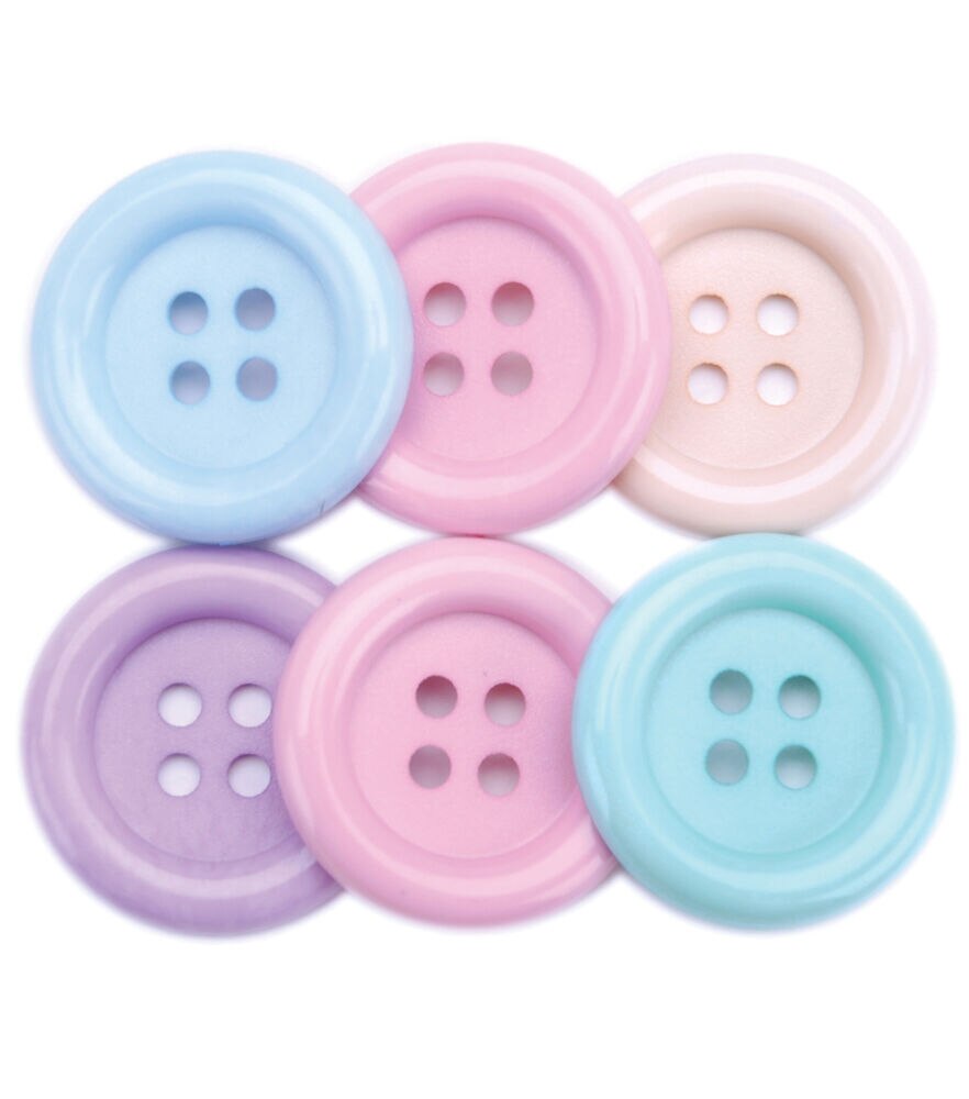 Favorite Findings 1 1/4" Round 4 Hole Buttons 6ct, Pastel, swatch