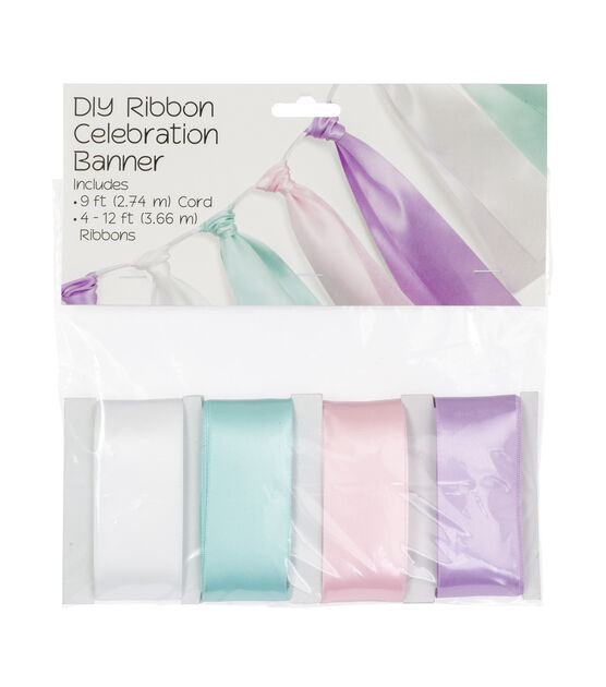 Offray 2.5" x 12' Easter DIY Celebration Satin Ribbon Banner Kit