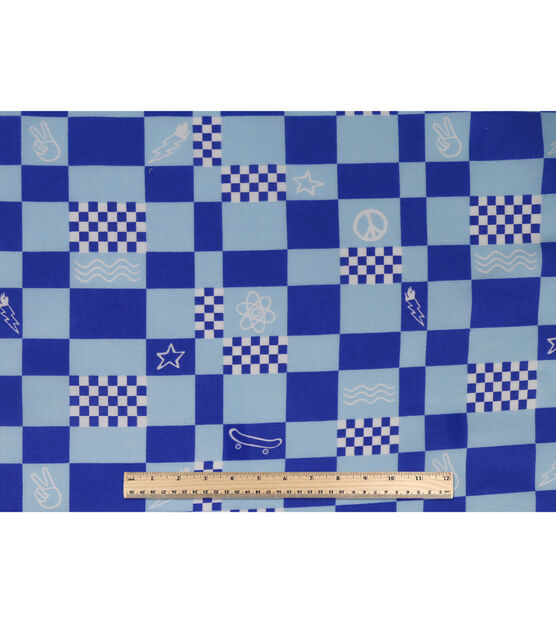 Checkerboard Blue Novelty Cotton Fabric, , hi-res, image 4
