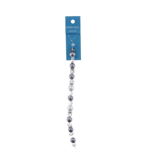 7" Gray & Clear Glass Bead Strand by hildie & jo