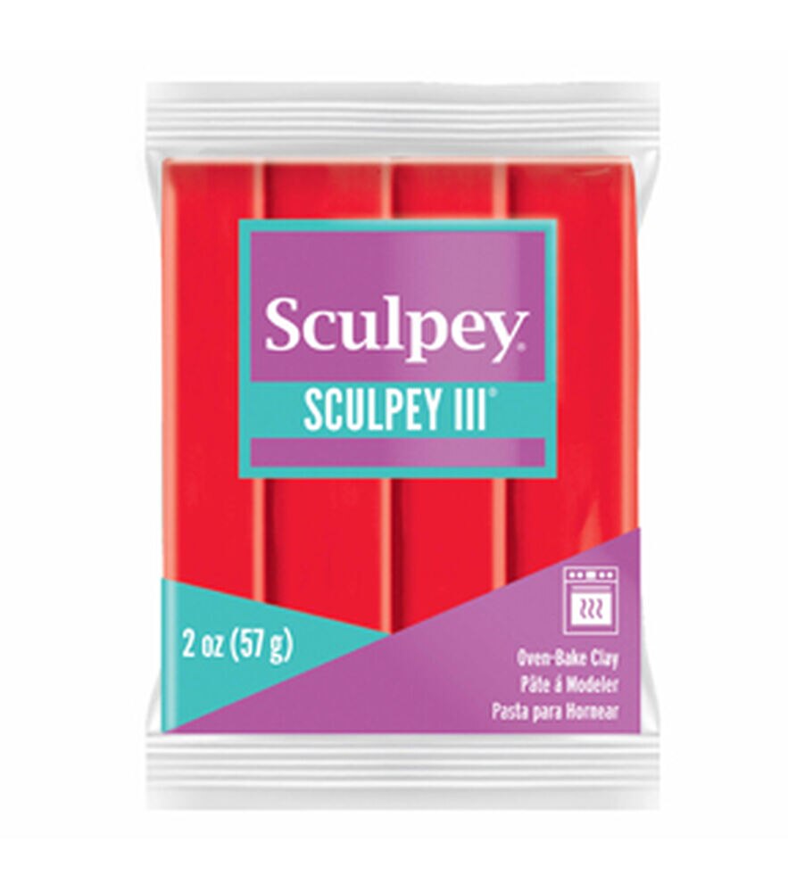 Sculpey 2oz Oven Bake Polymer Clay, Red Hot Red, swatch
