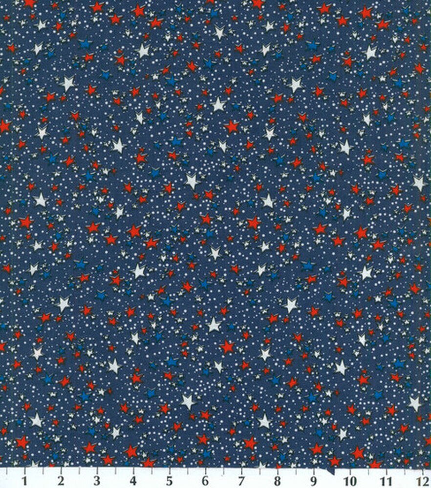 Dotted Stars Patriotic Cotton Fabric, Navy, swatch