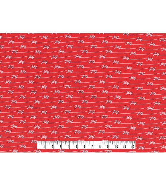 White Joy on Red Christmas Cotton Fabric, , hi-res, image 4