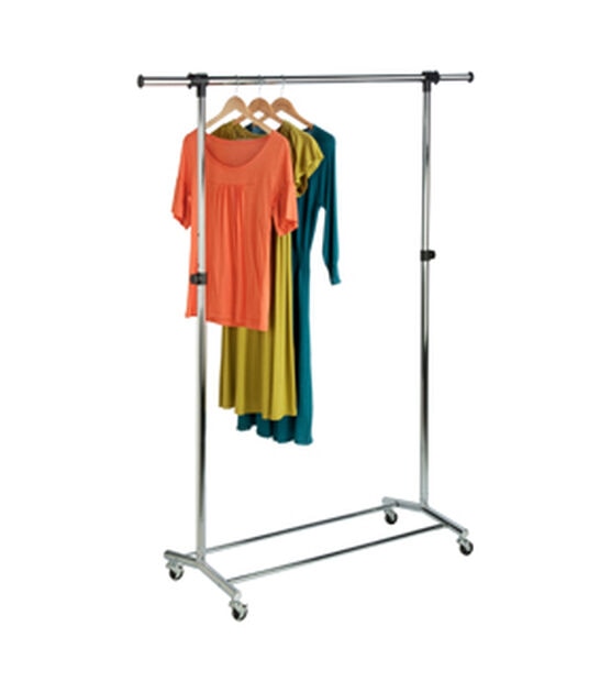 Honey Can Do 56.5" x 70.5" Chrome Adjustable Rolling Clothes Rack 80lbs