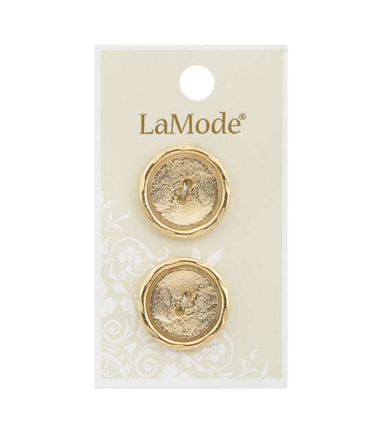 La Mode 7/8" Gold Metal 2 Hole Buttons