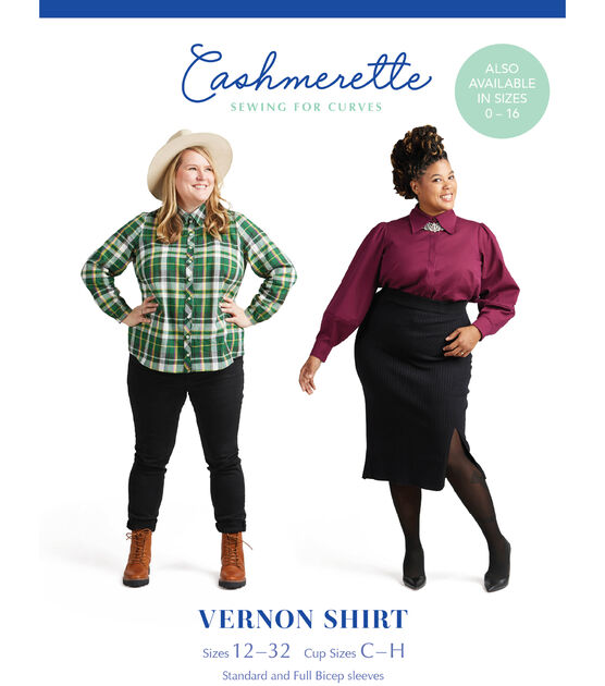 Cashmerette Size 12 to 32 Women's Vernon Shirt Sewing Pattern
