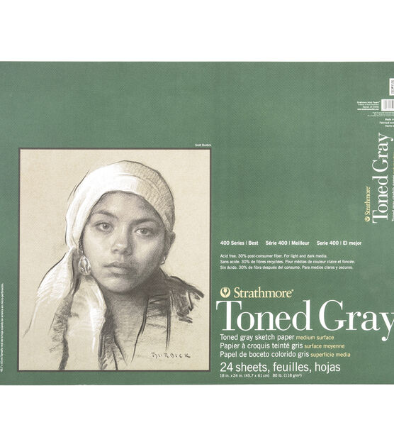 Strathmore Sketch Paper Pad 18"X24" 80lb Toned Gray 24 Sheets
