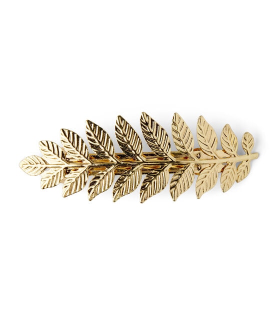 Gold Iron Leaf Barrette by hildie & jo, , hi-res, image 2