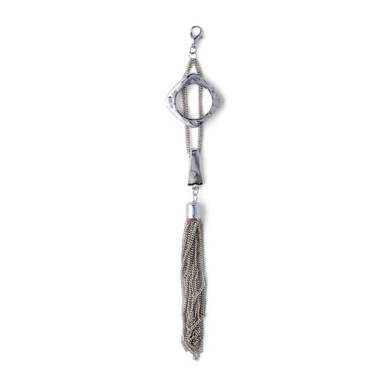 Silver Metal Chain Tassel With Lobster Clasp by hildie & jo, , hi-res, image 2