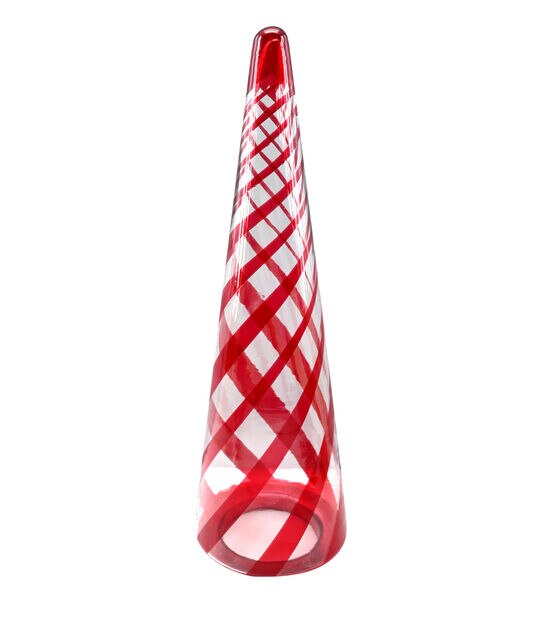 16" Christmas Candy Cane Swirl Glass Tree by Place & Time
