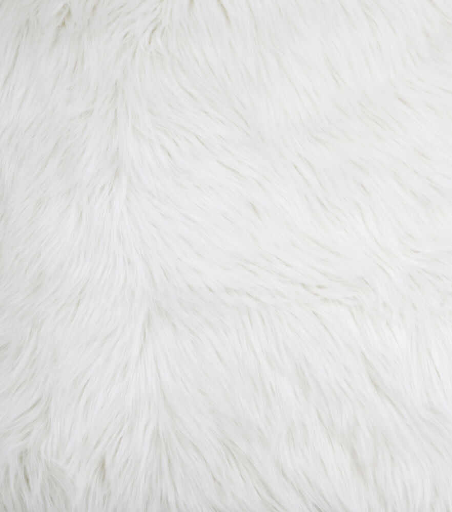 Husky Faux fur Fabric, White, swatch, image 1