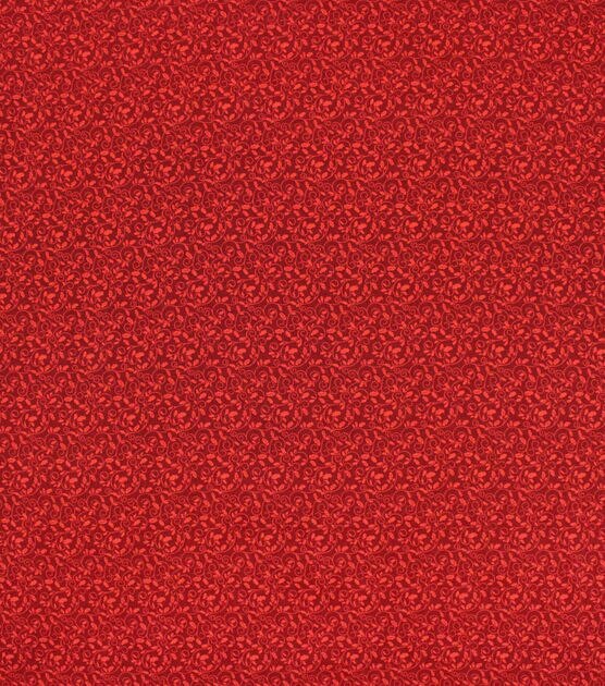 Tonal Holly Scroll Red Christmas Cotton Fabric | JOANN