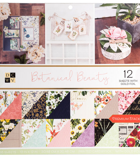 DCWV 36 Sheet 12" x 12" Botanical Beauty Premium Printed Cardstock Pack