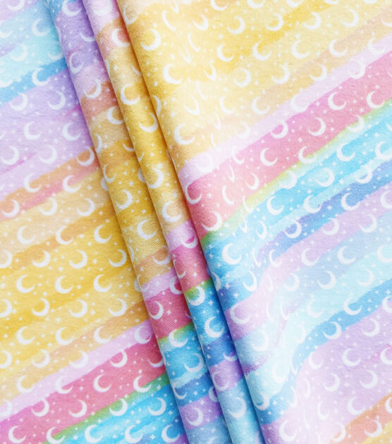 Watercolor Moon Nursery Flannel Fabric by Lil' POP!, , hi-res, image 2