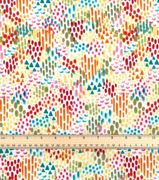 Rainbow Brushstroke on White Premium Cotton Fabric, , hi-res, image 2