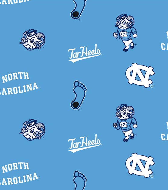 University of North Carolina Tar Heels Fleece Fabric All Over Blue, , hi-res, image 2